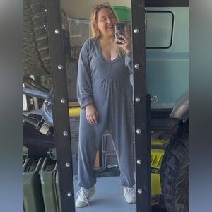 Free People Dark Gray Oversized Jumpsuit | Size Large